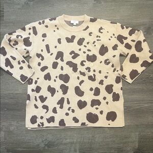 LOFT Tan and Brown Patterned Sweater
